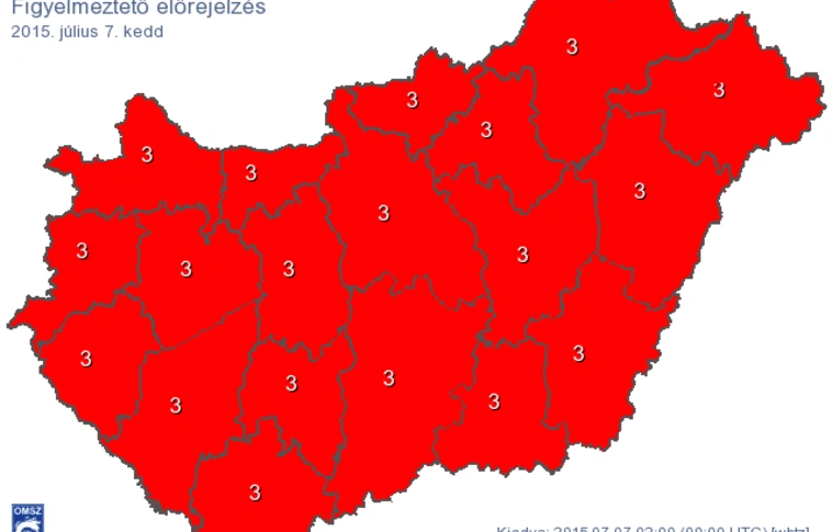 Szerda éjfélig vörös az ország - a mentőket is többször hívják
