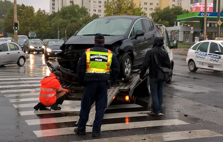 Anyagi káros közlekedési baleset történt a Tapolcai elágazásnál
