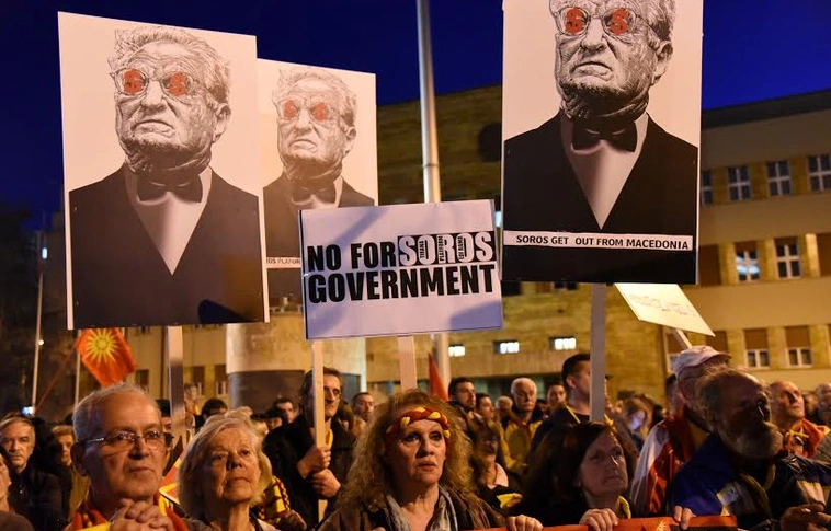 Macedóniában demonstráltak Soros György ellen