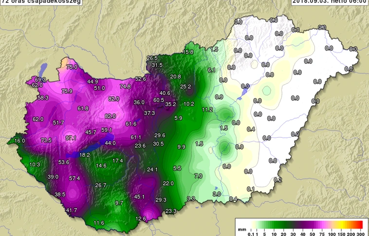 Extrém mennyiségű eső esett a hétvégén a meteorológiai szolgálat szerint