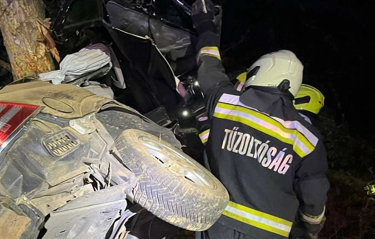 Fának ütközött egy autó _ katasztrófavédelem