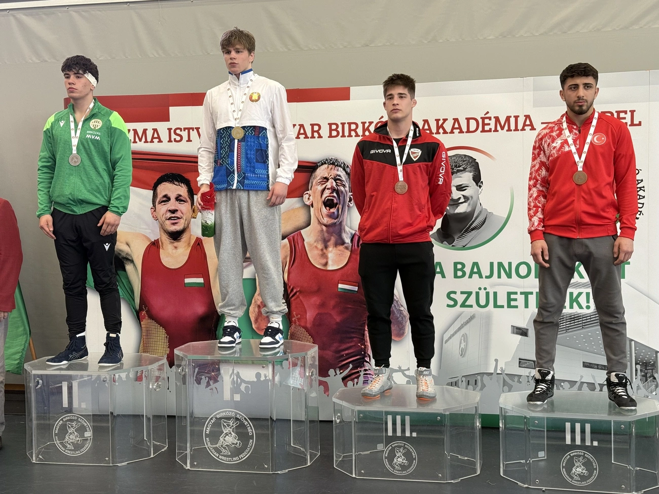 Az U20-as korosztály 77 kilogrammos dobogójának 3. fokán Botos Dominik. Fotó: DVTK SE Birkózó Szakosztály