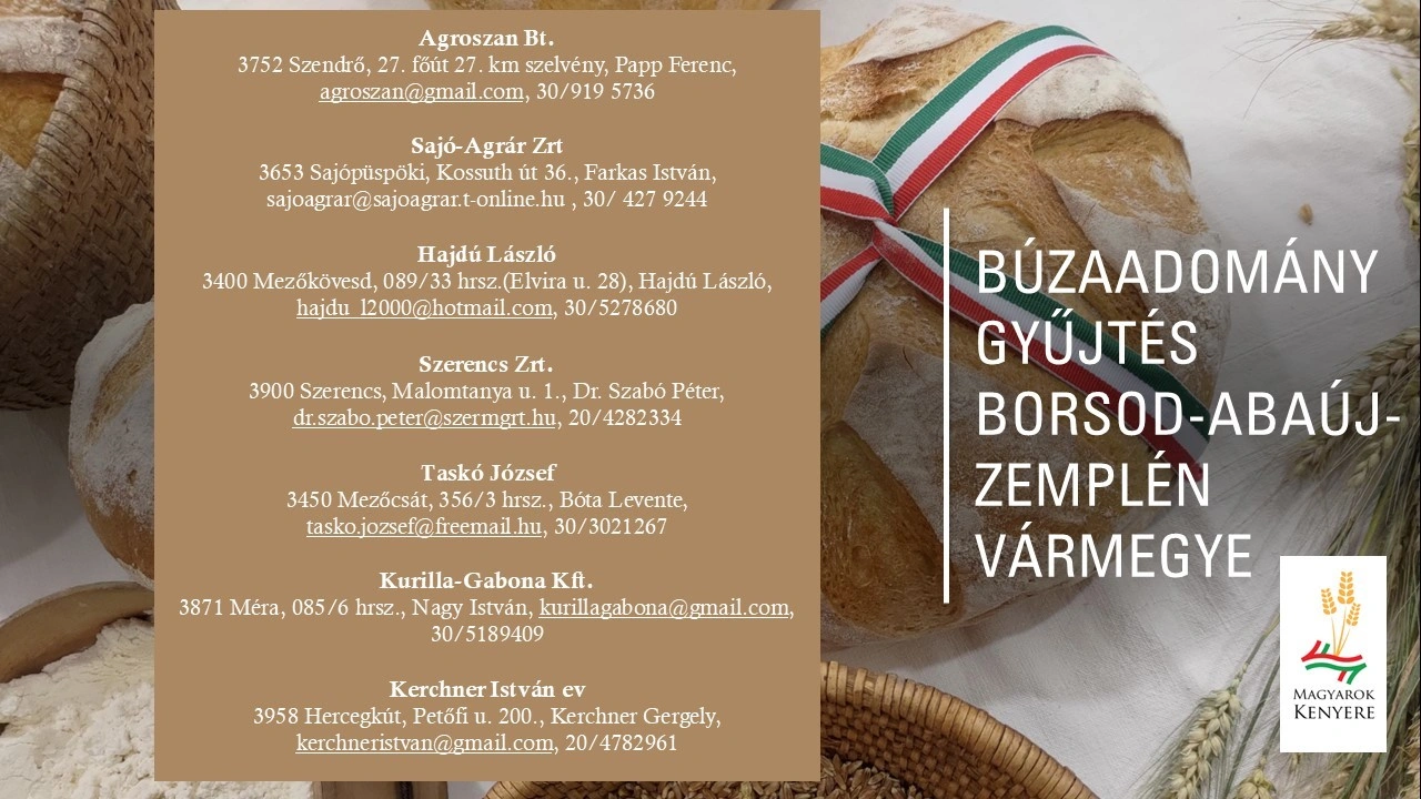 Magyarok Kenyere vármegyei gyűjtőpontok