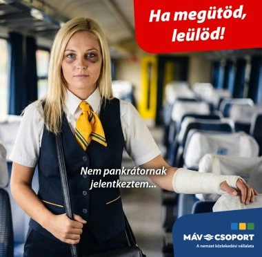 MÁV bántalmazás elleni kampány. Fotó: mavcsoport.hu