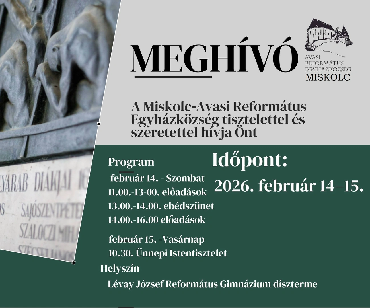 gályarab konferencia plakát. Forrás: Miskolc-Avasi Református Egyházközség Facebook