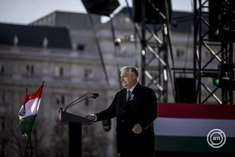 Orbán Viktor márc. 15-én. Fotó: MTI