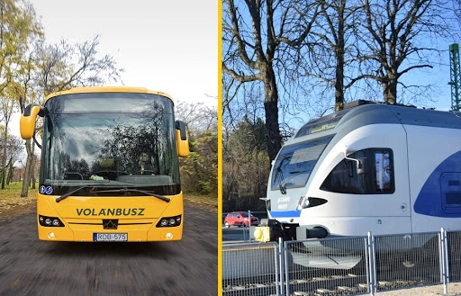 Volánbusz és MÁV vonat. Fotó: MÁV