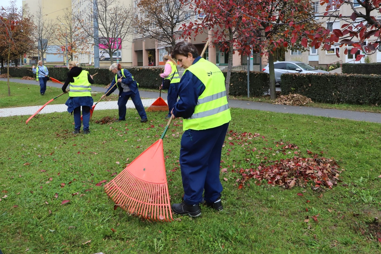 A Városgazda őszi nagytakarítása a II. János Pál pápa téren 