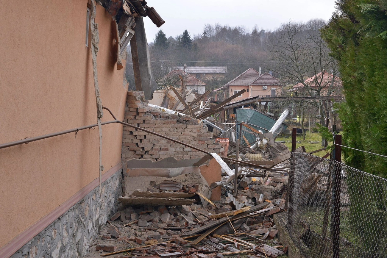 Gázrobbanás Perecesen. Fotó: Osztie Tibor